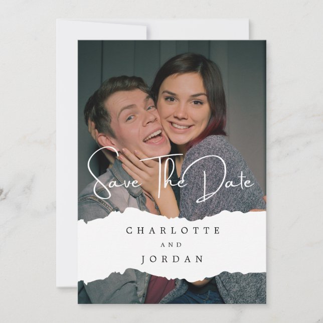 Simple Elegant Beige Wedding Invitation with Photo (Front)