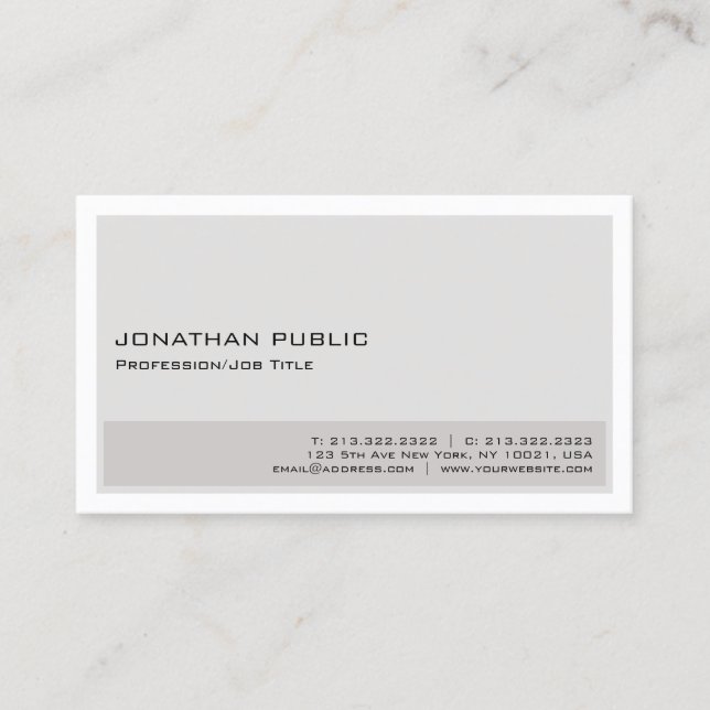 Simple Elegant Beige White Professional Modern Business Card (Front)