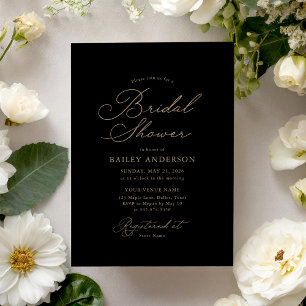 Simple Elegant Black and Gold Bridal Shower Invitation