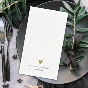 Simple Elegant Black And Gold Heart Wedding   Napkin