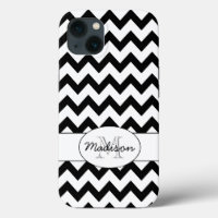 Simple Elegant Black and white Chevron Monogram