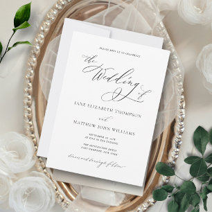 Simple Elegant Black and White Classic Wedding Invitation