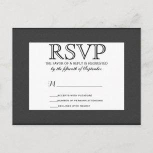 Simple Elegant Black and White Design Invitation Postcard