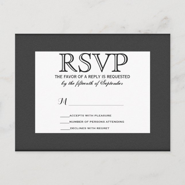 Simple Elegant Black and White Design Invitation Postcard (Front)