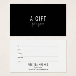 Simple Elegant Black and White Gift Certificate