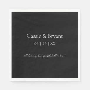 Simple Elegant Black and White Gothic Wedding Napkin