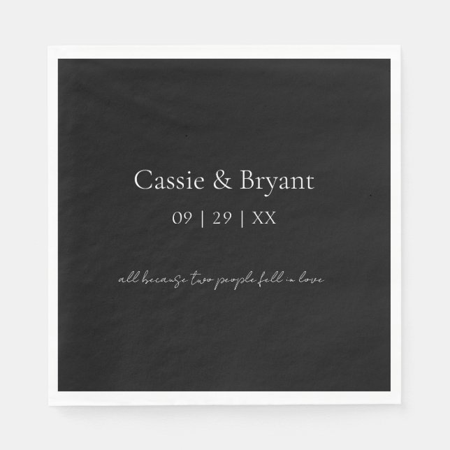 Simple Elegant Black and White Gothic Wedding Napkin (Front)