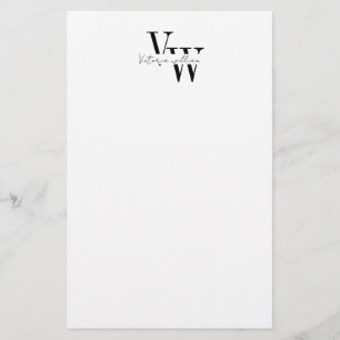 Simple Elegant Black and White Initials Stationery