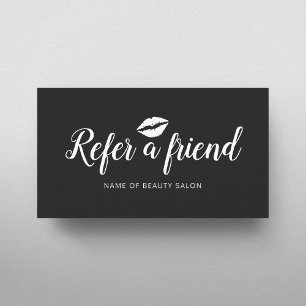 Simple Elegant Black and White Lips Referral Card