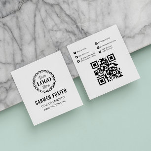 Simple Elegant Black and White Logo Square Business Card
