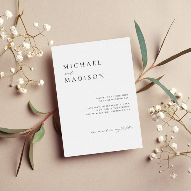 Simple Elegant Black And White Minimalist Wedding Invitation (Creator Uploaded)