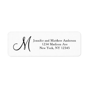 Simple Elegant Black and White Monogram Address