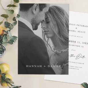 Simple Elegant Black and White Photo Save The Date