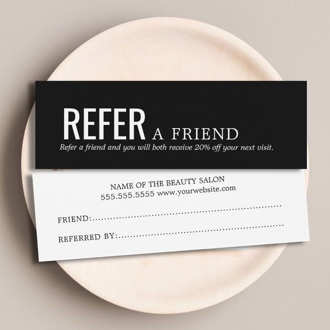 Simple Elegant Black and White Referral Card (Creator Uploaded)
