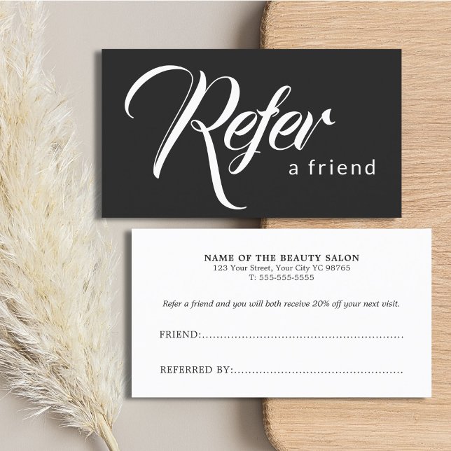 Simple Elegant Black and White Referral Card (Creator Uploaded)