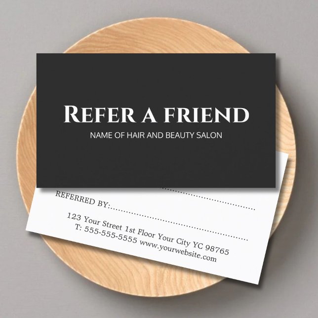 Simple Elegant Black and White Referral Card (Creator Uploaded)