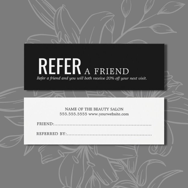 Simple Elegant Black and White Referral Card (Creator Uploaded)