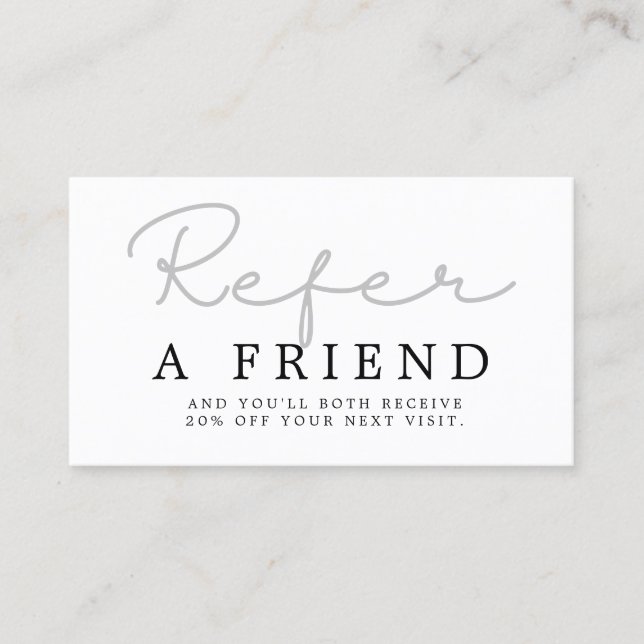 Simple Elegant Black and White Referral Card (Front)