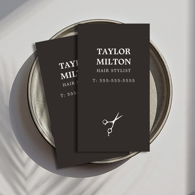 Simple Elegant Black and White Scissor Hairdresser Business Card (Creator Uploaded)