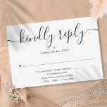 Simple Elegant Black And White Script Meal Choice  RSVP Card<br><div class="desc">A simple elegant modern minimalist black and white signature script RSVP card with your details set in chic typography. Designed by Thisisnotme©</div>