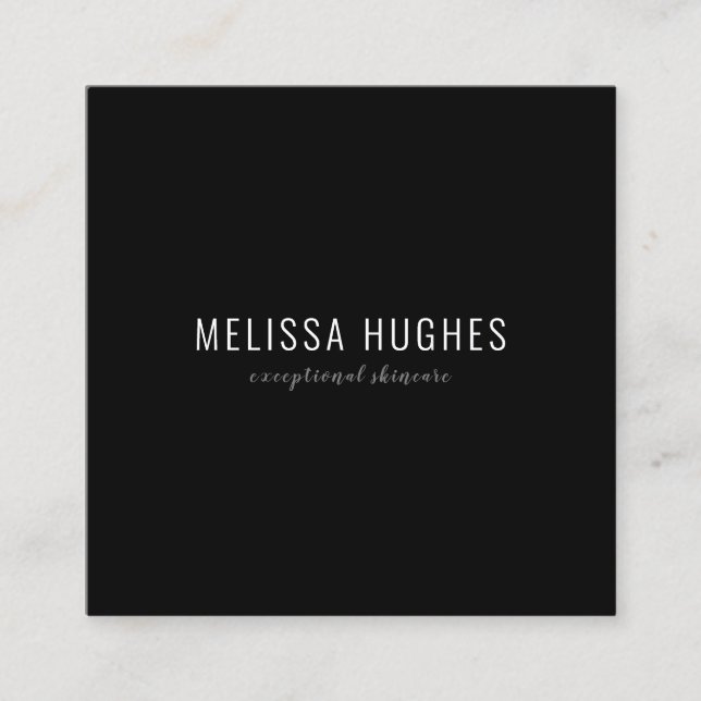 Simple Elegant Black and White Square Square Business Card (Front)