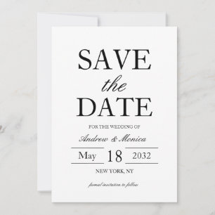 Simple Elegant Black and White Text Only Wedding Save The Date