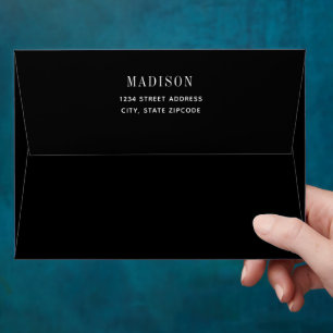 Simple Elegant Black and White Wedding Envelope