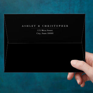 Simple Elegant Black and White Wedding Envelope