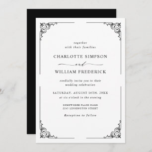 Simple Elegant Black And White Wedding Invitation