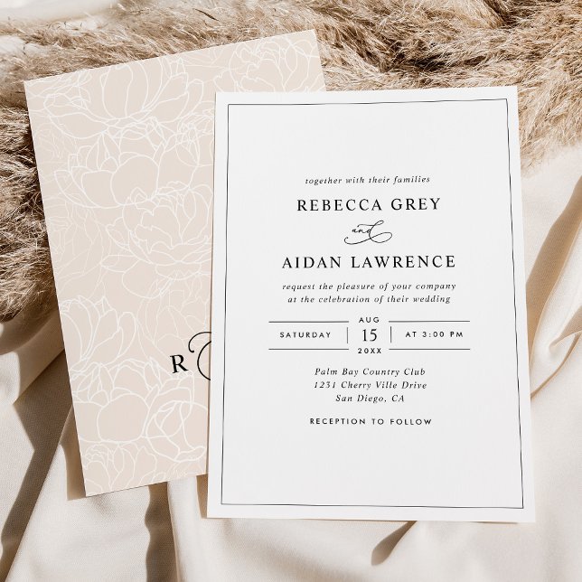 Simple Elegant Black and White Wedding Invitation (Creator Uploaded)