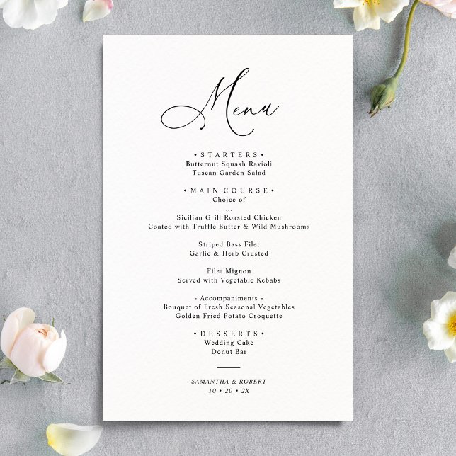 Simple Elegant Black and White Wedding Menu (Creator Uploaded)