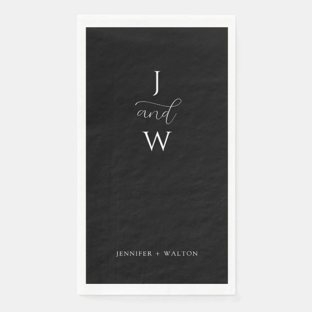 Simple Elegant black and white wedding Napkin (Front)