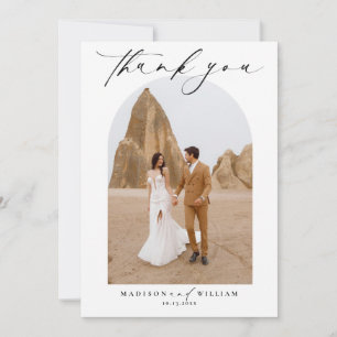 Simple Elegant Black and White Wedding Photo Thank Invitation