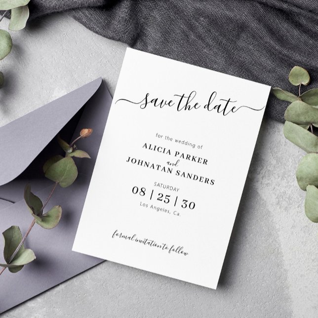 Simple elegant black and white wedding save the date (Creator Uploaded)