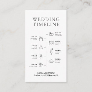 Simple Elegant Black and White Wedding Timeline  Enclosure Card