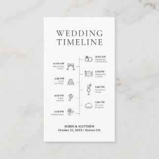 Simple Elegant Black and White Wedding Timeline Enclosure Card