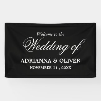 Simple Elegant Black And White Welcome Wedding Banner