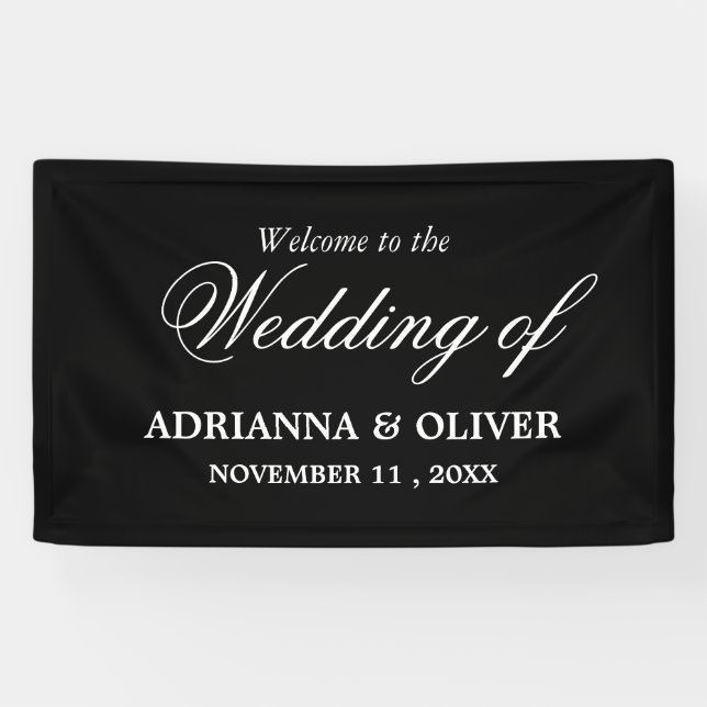 Simple Elegant Black And White Welcome Wedding Banner (Horizontal)