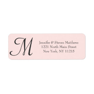 Simple Elegant Black Blush Pink Monogram Names
