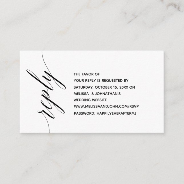 Simple Elegant Black Calligraphy, Dinner RSVP Enclosure Card (Front)