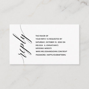 Simple Elegant Black Calligraphy, Dinner RSVP Enclosure Card