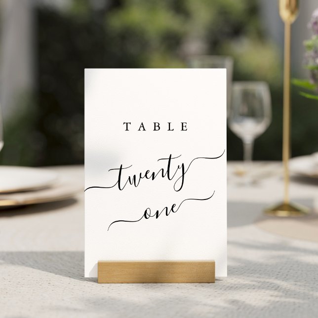 Simple Elegant Black Calligraphy Table Number Card (Creator Uploaded)