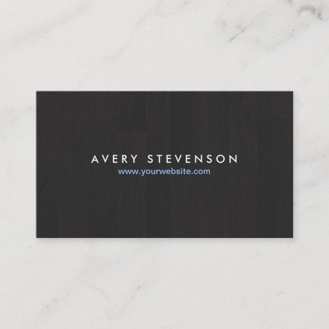 Simple Elegant Black Entrepreneur Wood Grain Look Business Card (Front)