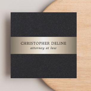 Simple Elegant Black Faux Gold Stripe Attorney Square Business Card
