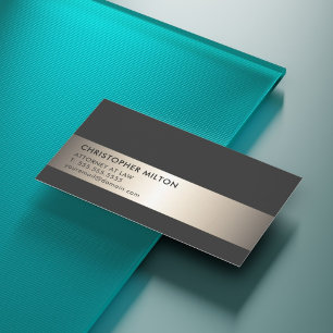 Simple Elegant Black Faux Metal Stripe Attorney Business Card