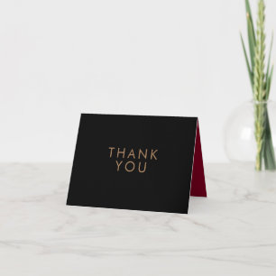 Simple Elegant Black Gold Burgundy Thank You Card