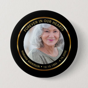 Simple Elegant Black & Gold Celebration of Life 7.5 Cm Round Badge