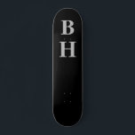 Simple Elegant Black Grey Monogram Custom  Skateboard<br><div class="desc">Elegant black and grey monogram skateboard. Perfect for birthday. Personalise with your initial and name.</div>