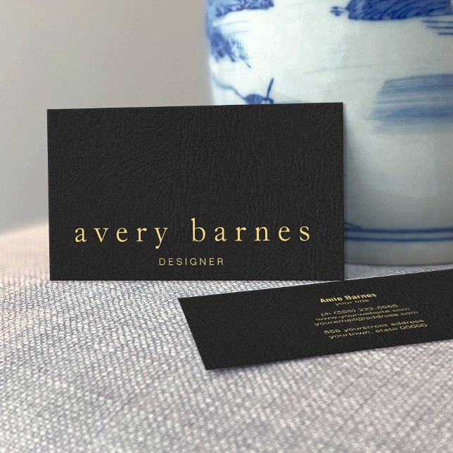 Simple Elegant Black  Leather Look Professional Business Card (Creator Uploaded)