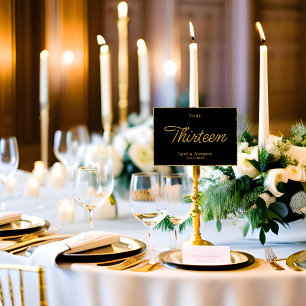 Simple Elegant Black Luxe Gold Edge  Table Number
